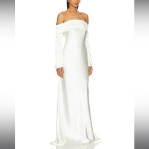 MISHA COLLECTION Bianca $516 Satin Maxi Dress Ivory White NWT XS wedding bride